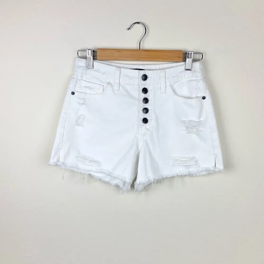 Joe’s Frayed Hem White Denim Shorts